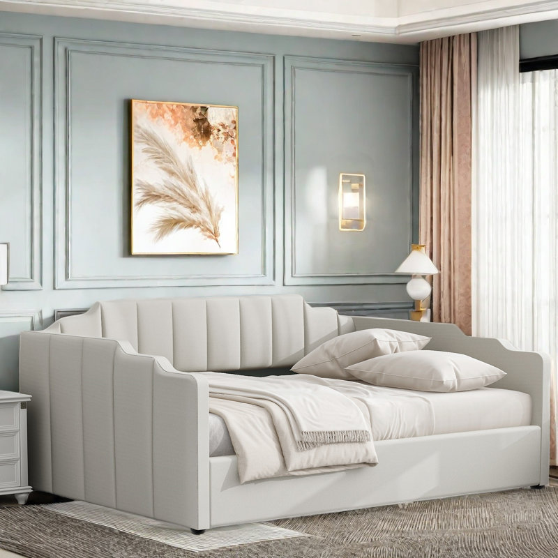 Lit de jour rembourré Charnley, Complet/Double, Blanc