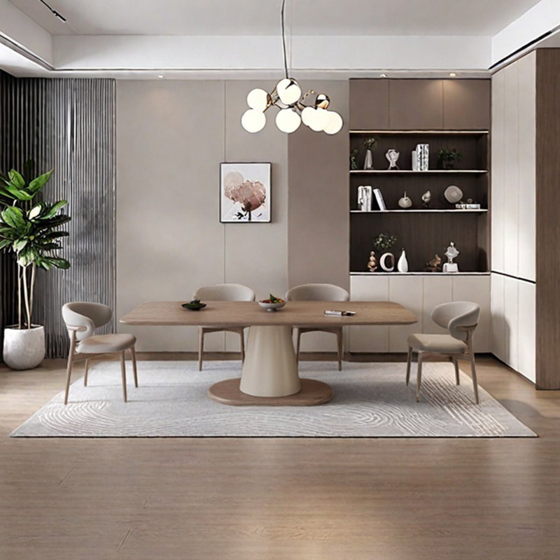 Ash simple unique dining table set, 29.53"H x 78.74"L x 31.5"W