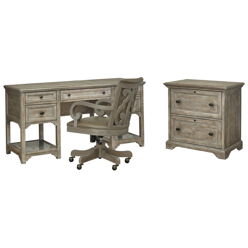 Bureau avec dossier latéral pour chaise, 3 pièces: bureau, chaise, classeur