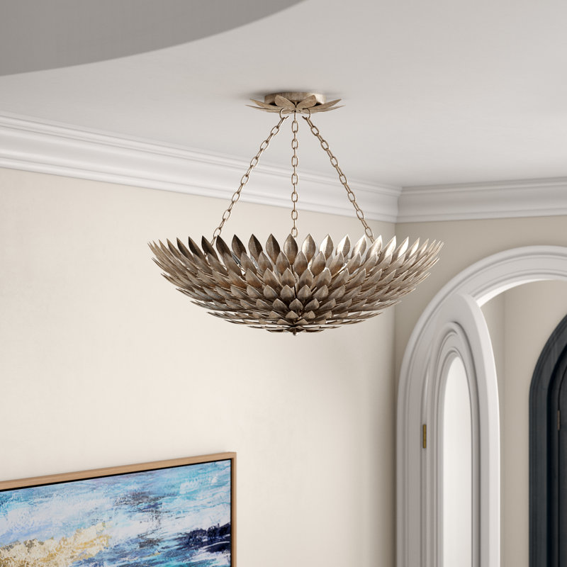 Plafonnier semi-encastré Margo, Argent argent, H 7 po x l 30 po x P 30 po, 8 lumières