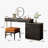 Maurece Solid and Manufactured Wood Glass Top Makeup Vanity with Power Outlet-941805283