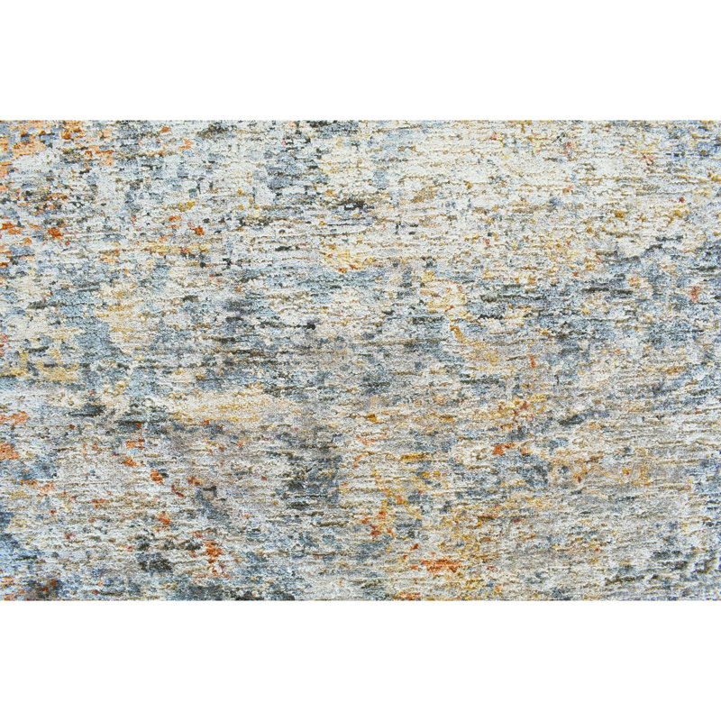 High-Quality Hand-Knotted Grey And Rust Area Rug, Grey And Rust, Rectangle 10' x 14'