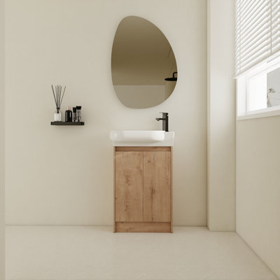 Meuble-lavabo autoportant de 23 po avec lavabo et portes à fermeture douce