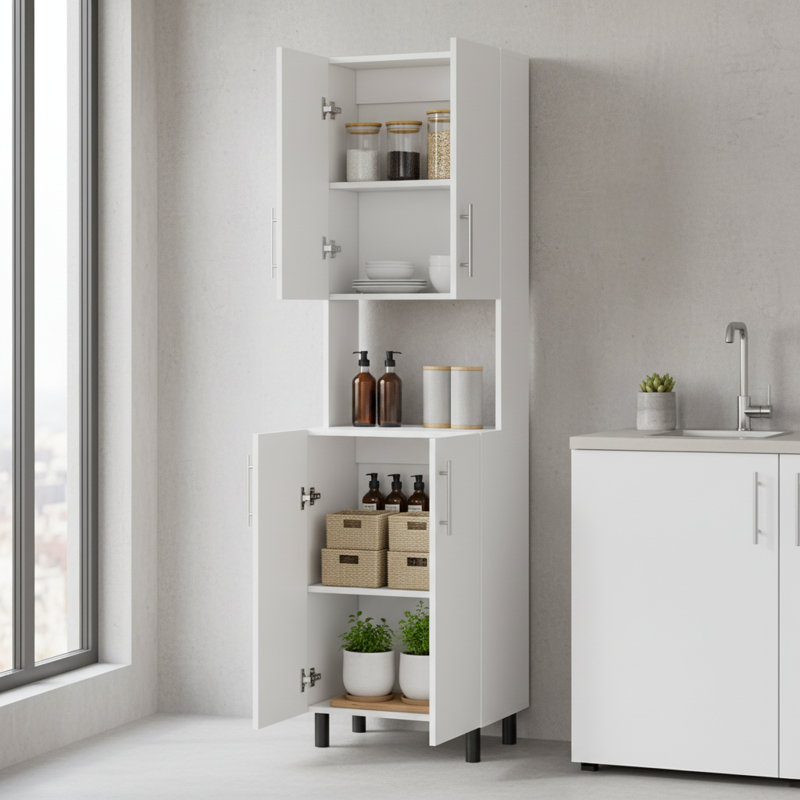 Garde-manger double avec rangement ouvert, armoire de rangement blanche | Idée de cadeau