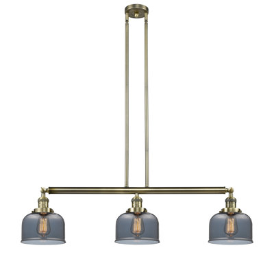 Jebediah 3-Light Metal Kitchen Island Pendant with Glass Shades