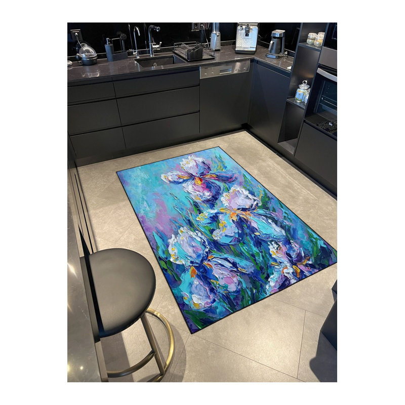 Tapis tissé lavable à motif floral Sea Life, Sous-tapis rectangulaire 2 pi 4 po x 3 pi 11 po