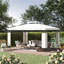 Pavillon de jardin rectangulaire en acier blanc crème et polyester de 13 x 10 pi