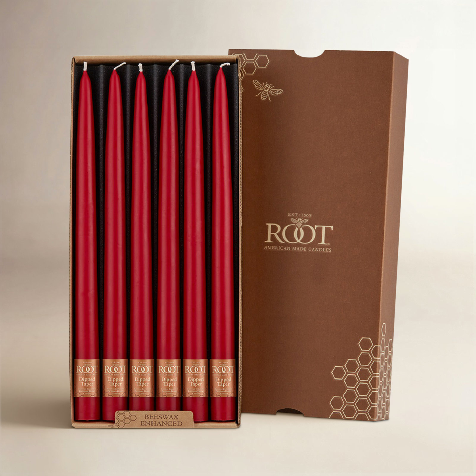 12 Piece Unscented Taper Candle Set, Autumn, 9" H x 0.88" W x 0.88" D