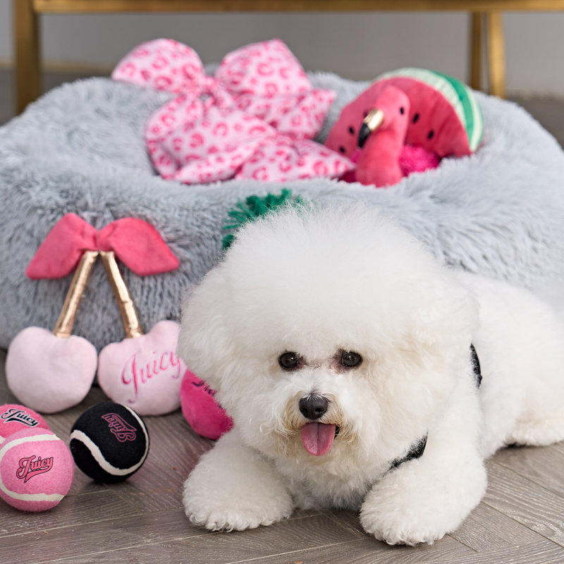 Large Pink Faux Fur Round Pet Bed