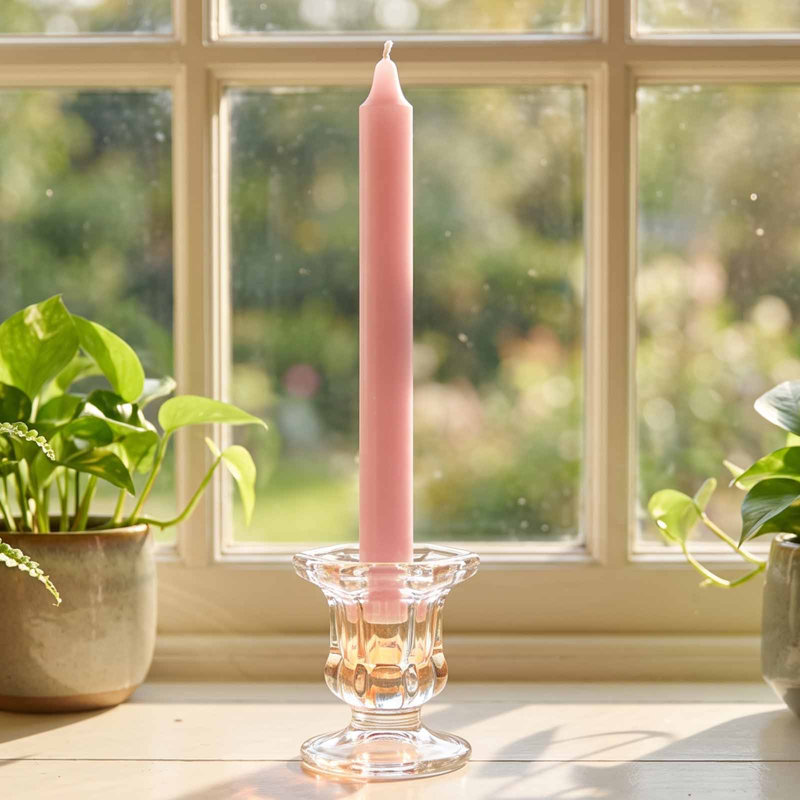 1 porte-bougie effilé en verre gaufré transparent, chandelier décoratif pour rebord de table