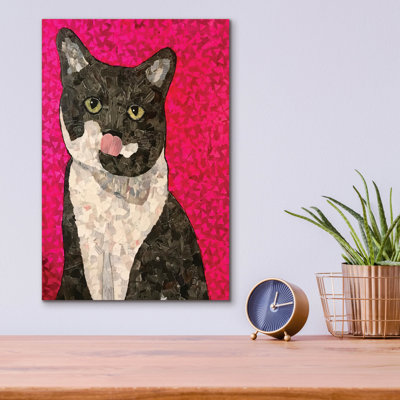  «Pink Tuxedo» par Bebe Keith, art mural en verre acrylique, 12 po x 16 po
