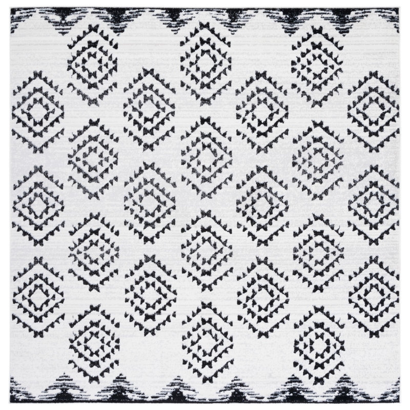 Tapis ivoire / noir Harlson Southwestern, Carré 6 pi 7 po
