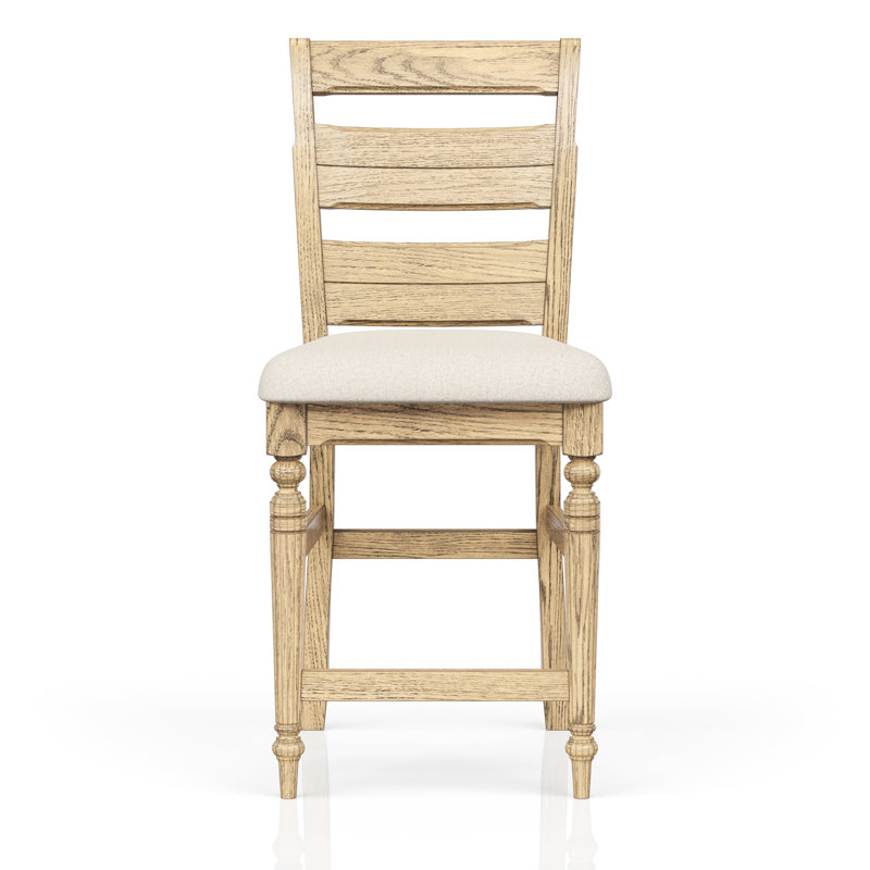 Tabouret de comptoir à dossier fini avec siège rembourré confortable, pieds tournés élégants et support pour repose-pieds, finition à hauteur de 42,94 po, support avant - profondeur 19,83 po, largeur 24,52 po, poids 27,23 lb