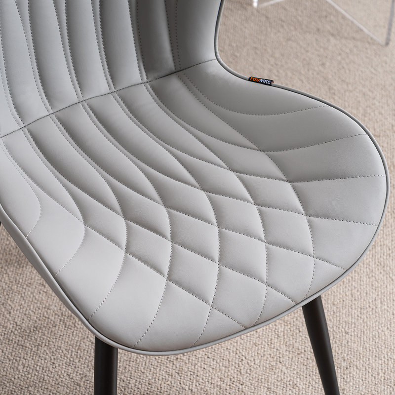 Upholstered Dining Chairs Faux Leather Side Chair With Metal Frame, Gray