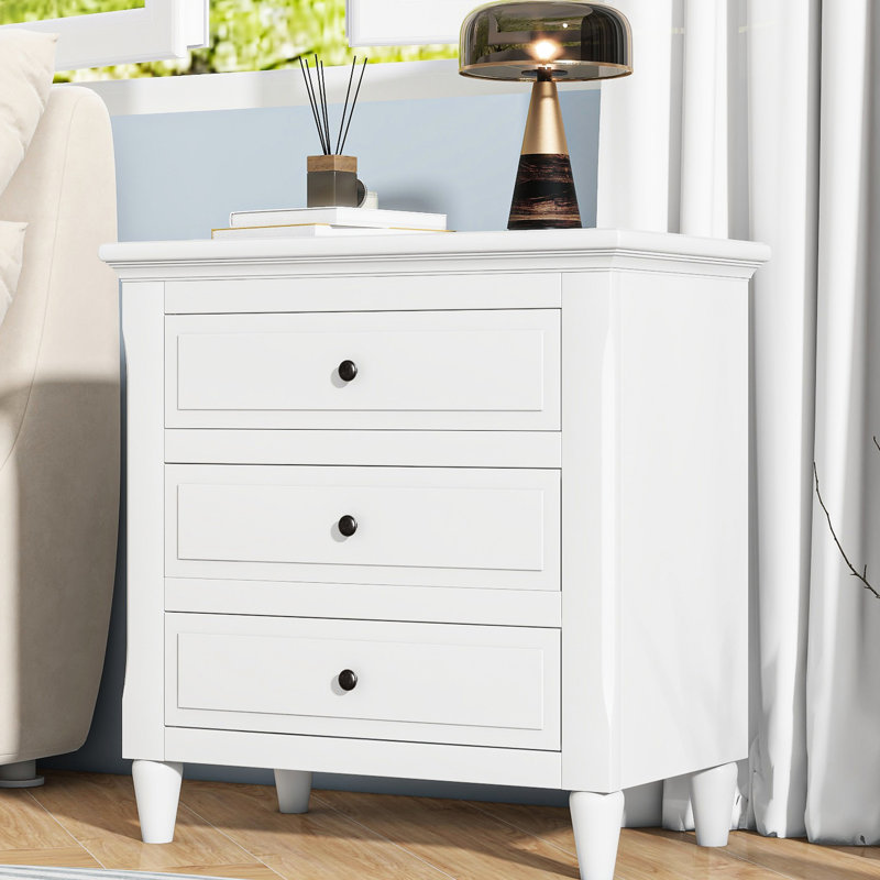 Armoire blanche à 3 chambres - Offrez une table de chevet élégante et fonctionnelle pour garder votre rangement propre, Blanc