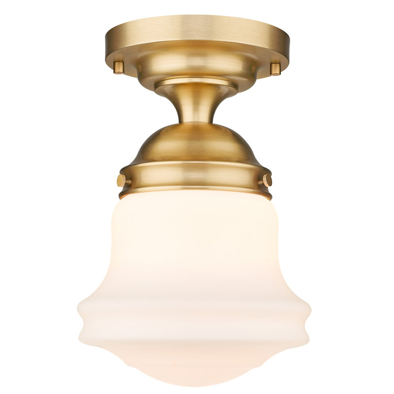 Neriah Glass Semi-Flush Mount Pendant, Heritage Brass, 15.75" H x 10.5" W