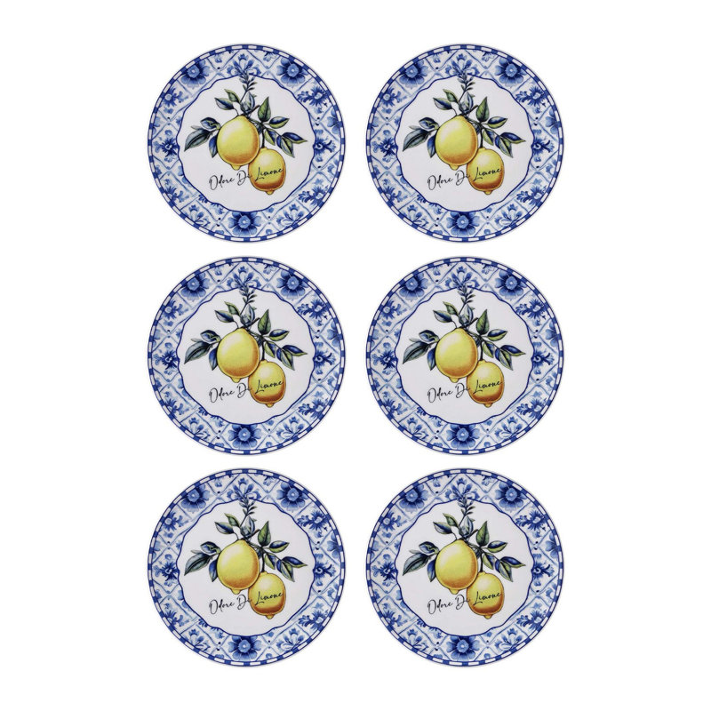 Ensemble d'assiettes à dessert élégantes en céramique (6 pièces), jaune vif, 7,5 x 7,5 x 0,8 pouces | 100% céramique, durable et élégante | Parfait pour servir des desserts, des apéritifs et des collations, idéal pour les fêtes et les rassemblements