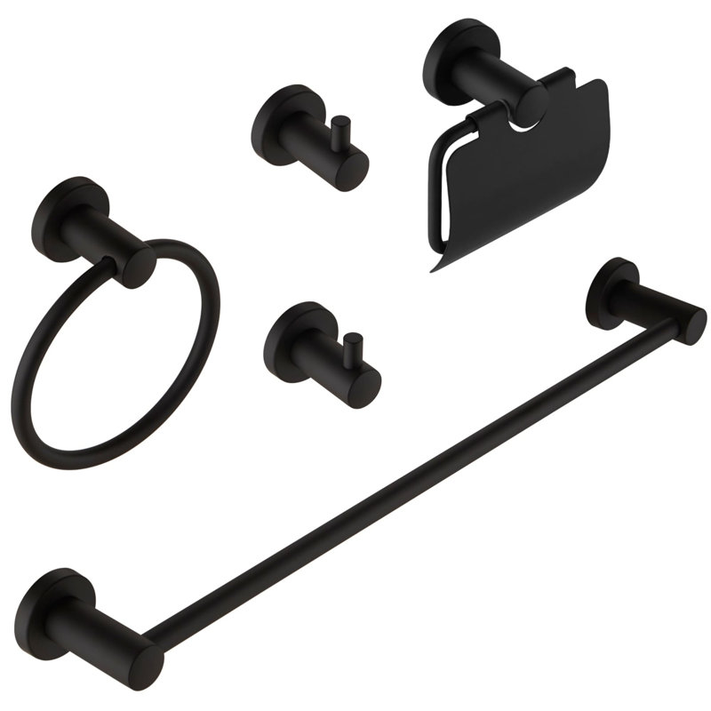 5 Piece Bathroom Hardware Set Stainless Steel Bathroom Hardware Accessories Wall Mounted Bathroom Towel Holder Set