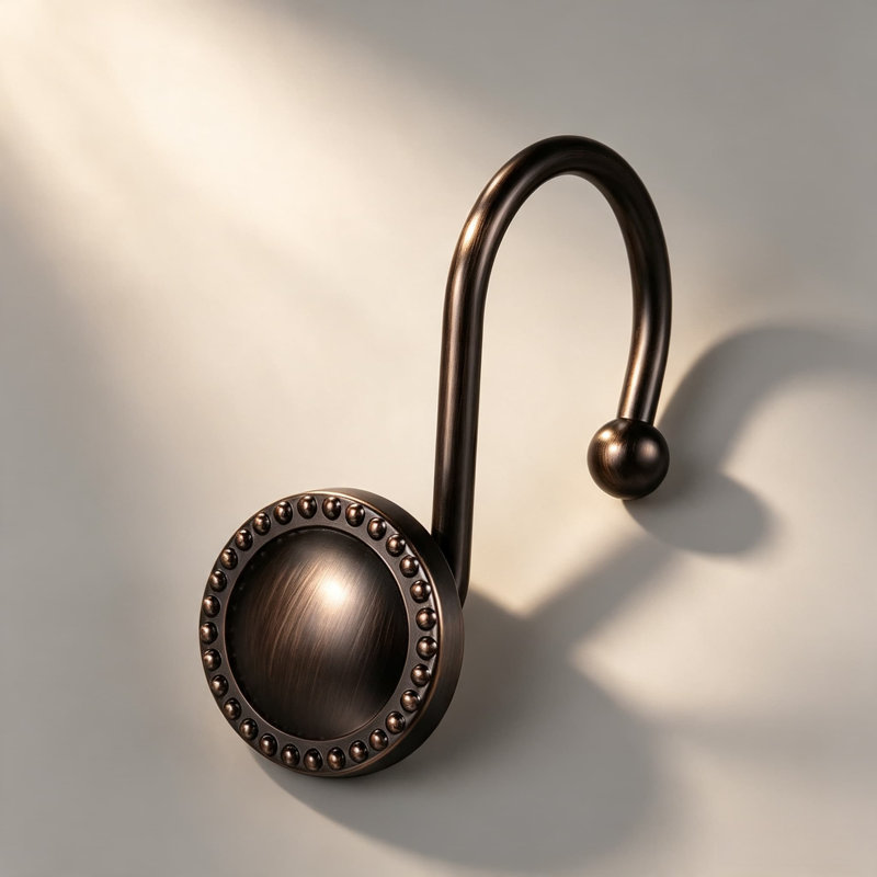 Crochets de rideau de douche décoratifs antirouille, anneaux de rideau de salle de bain durables en alliage de zinc avec motif perlé, ensemble de 12