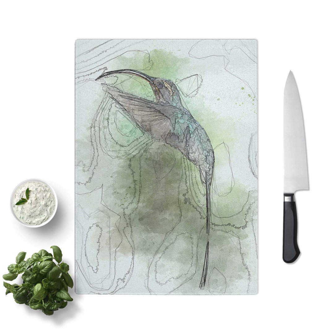 Glass Green Hermit Hummingbird in Abstract Chopping Board