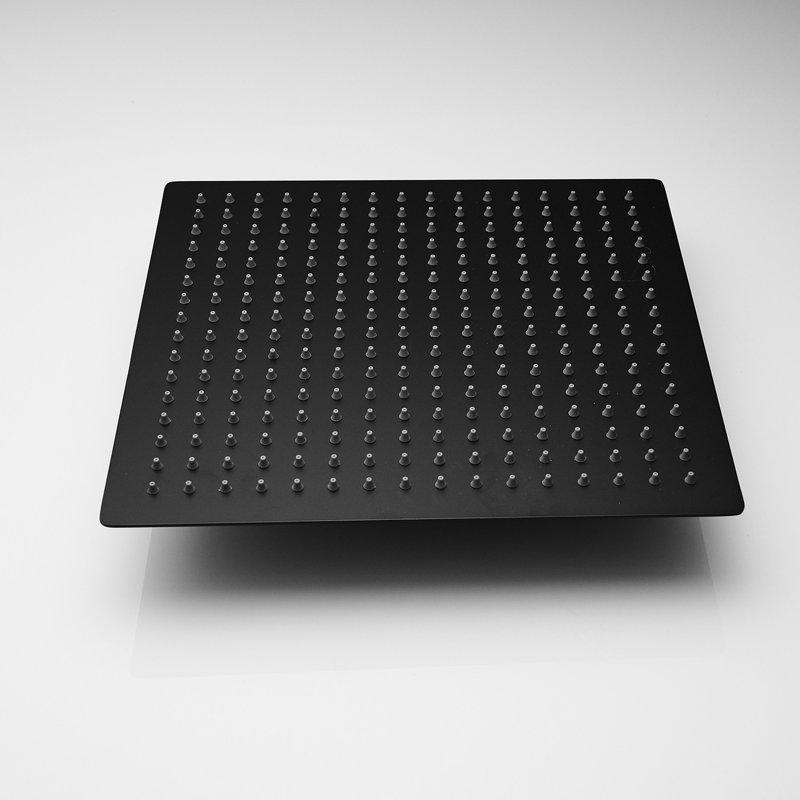 Système de douche pour salle de bain - Douche murale à effet pluie avec garniture en céramique noire, robinet noir émaillé, style baignoire sur pieds, finition polie