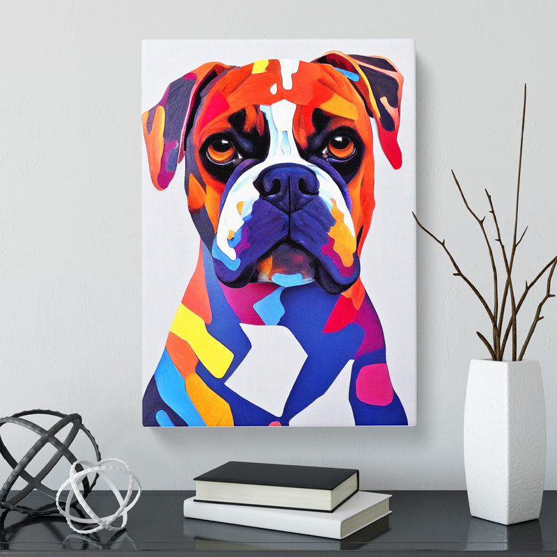 Boxer Dog Palette Knife - Wrapped Canvas, 76cm H x 50cm W x 3cm D