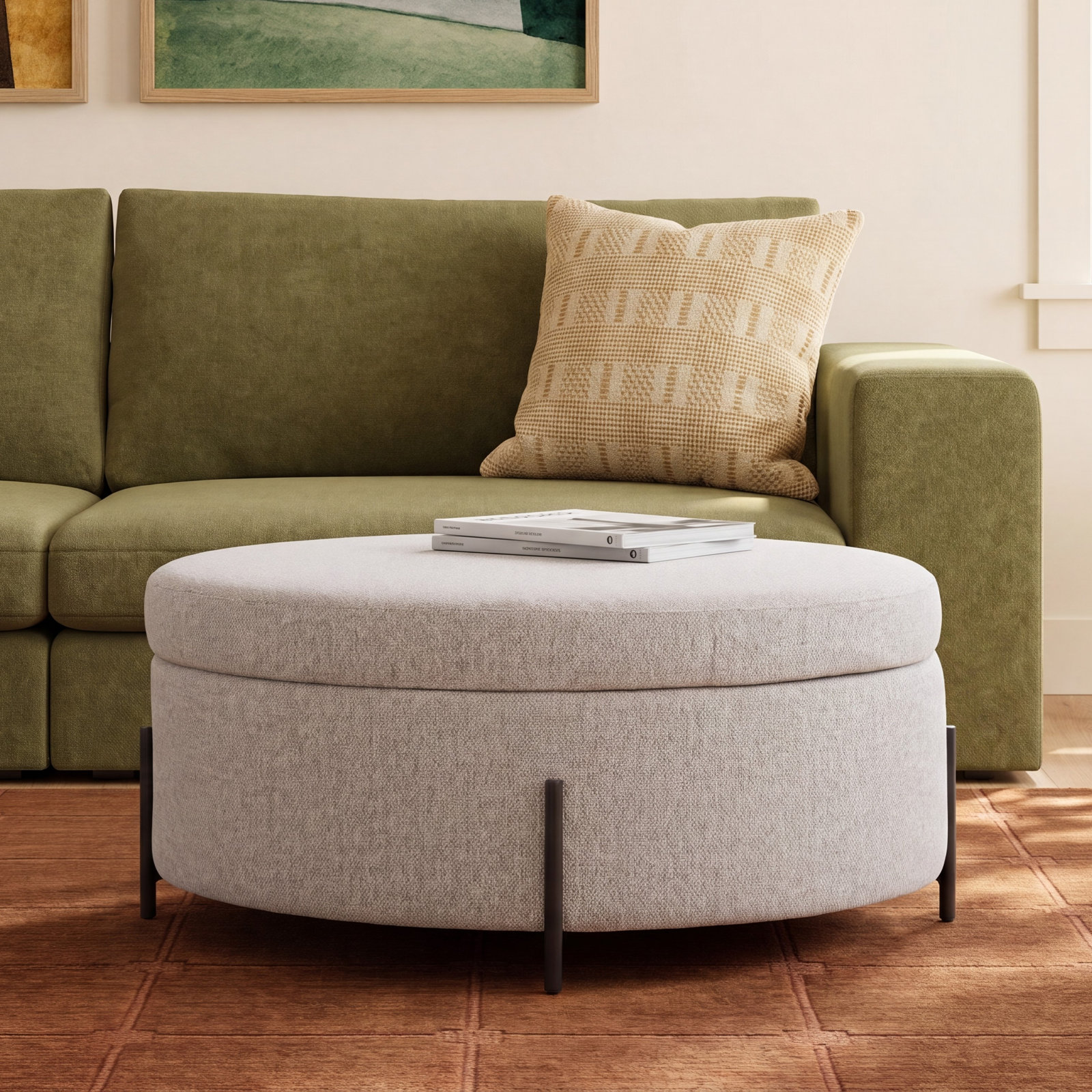 Karas 39" Ottoman, Champagne Boucle