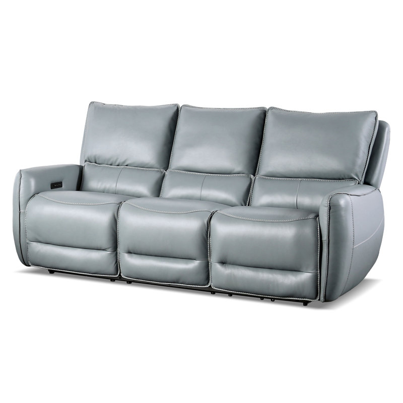 Chelo 85'' Faux Leather Power Reclining Sofa, Pale Blue