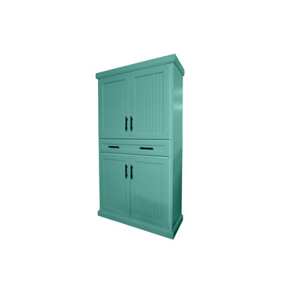 Coastal Extra Wide Solid Wood kitchen Pantry with drawer