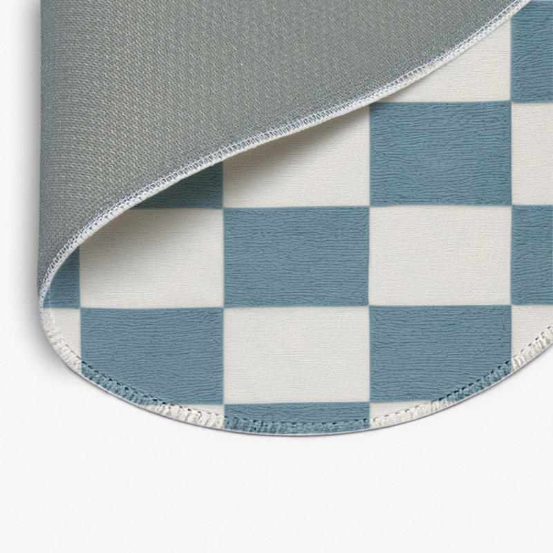 Tapis d'intérieur et d'extérieur à carreaux beige, Rond 5 pi