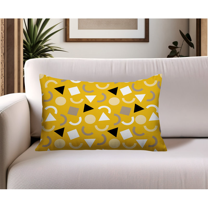 Coussin lombaire réversible intérieur / extérieur Lunko, Rectangle H 14 po x l 20 po, Jaune