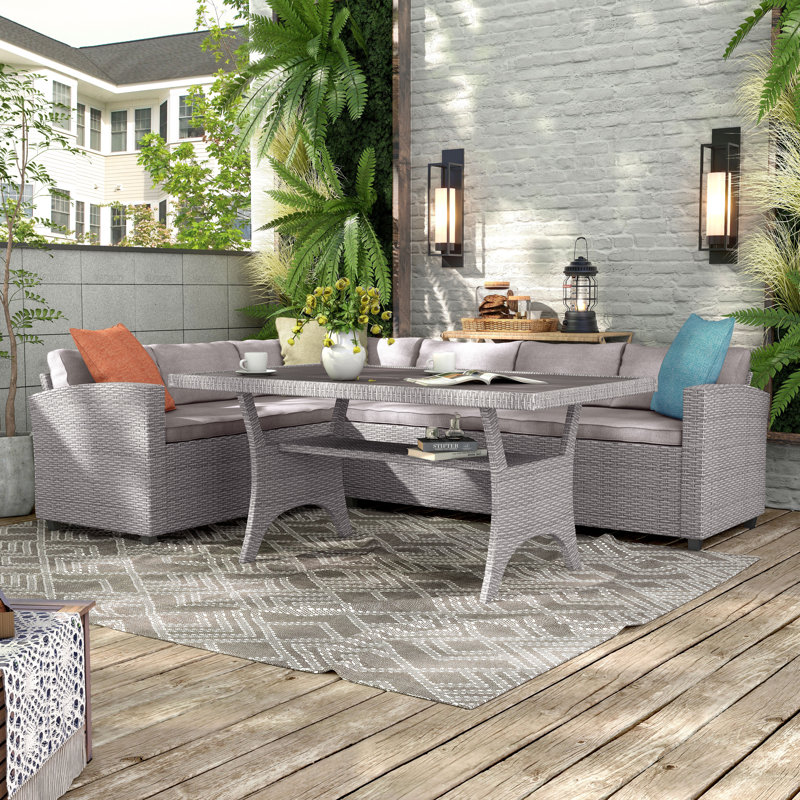 Ensemble de conversation modulaire avec table de salle à manger Rasonny, Gris