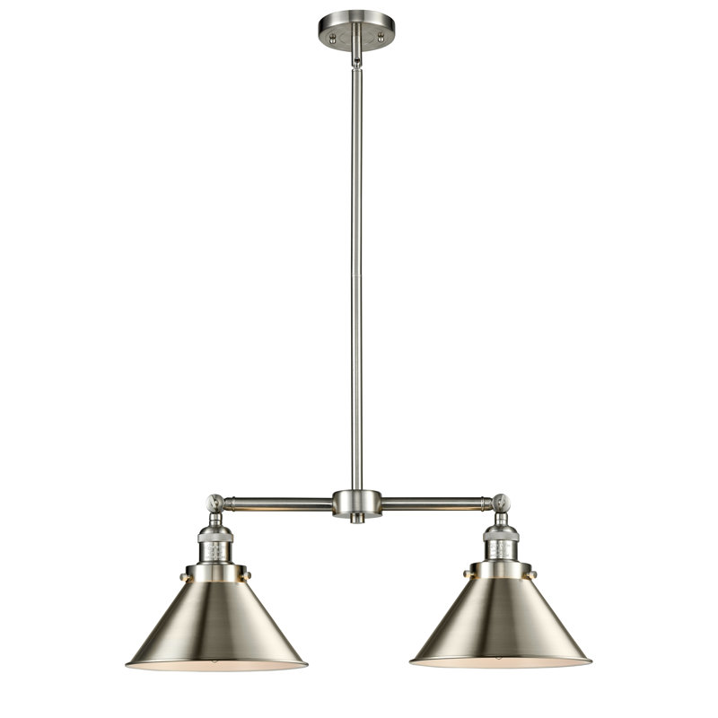 Luminaire suspendu pour îlot de cuisine 2 lumières Paylor, Nickel satiné brossé, Nickel satiné brossé, Ampoule non incluse