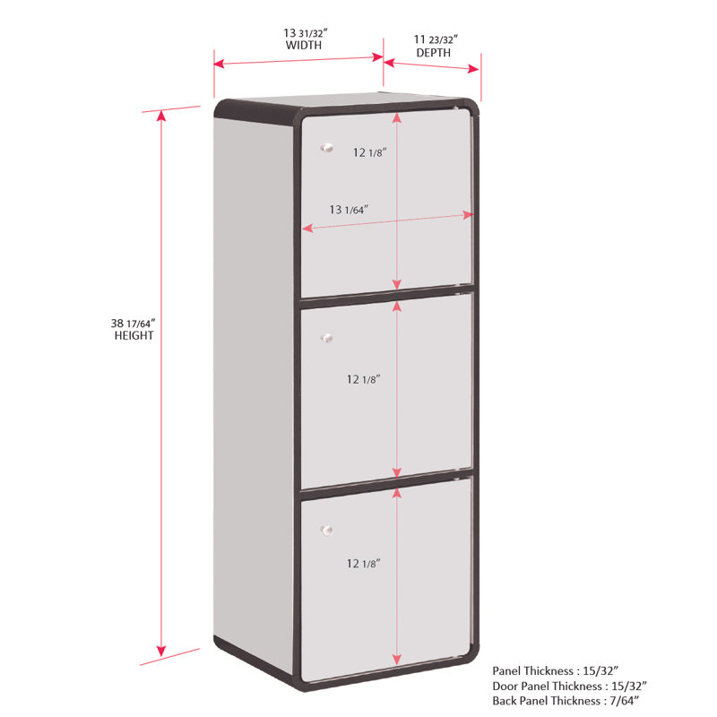 Stover Wood 3-Cubed Closed Bookcase - Storage Shelf Organizer Bookshelf - Blue, Blue