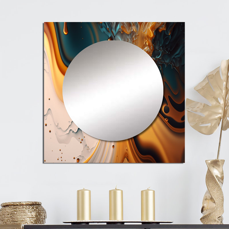 Shalona - Abstract Liquid Ink Large Square Mirror For Wall Art Decor, 23" x 23"
