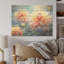 Rêves de dahlia moderne corail et bleu - Art mural en bois de dahlia sur bois de pin naturel-631477022