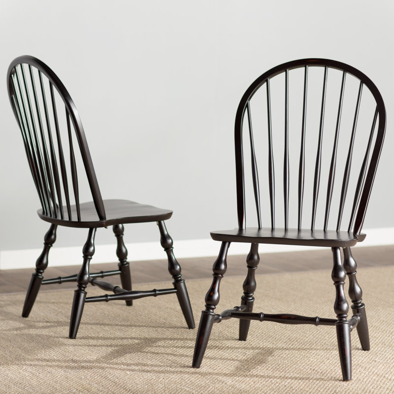 Clermeau 18'' H Solid Wood Side Chair, Distressed Antique Black