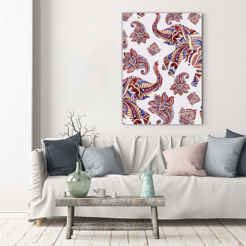 Ethnic Elephant Patterns - Wrapped Canvas Print