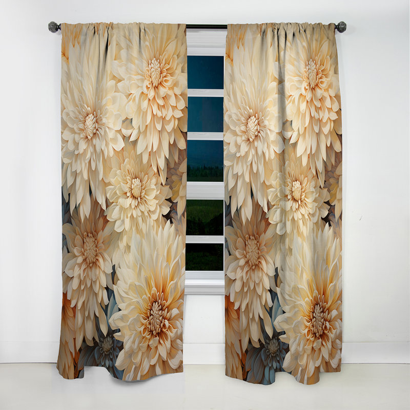 Uchida - Rideau occultant floral Mums - 1 panneau, L 52 po x L 108 po