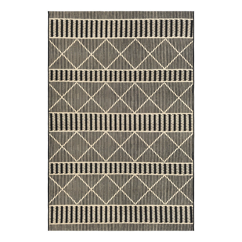 Black Dalyan Indoor/Outdoor Trellis Rug, Rectangle 5'3" x 8'