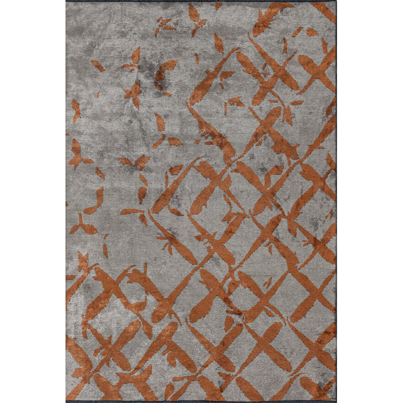 Rapture Orange/Gray Abstract Luxury Area Rug, Rectangle 7'10" x 11'2"