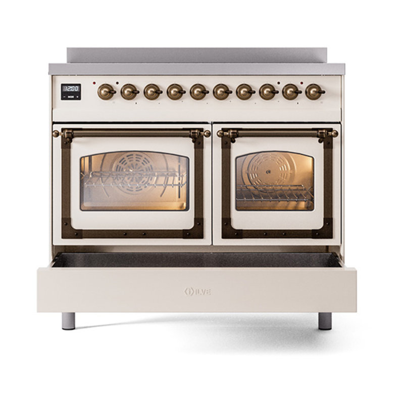 ILVE Nostalgie II Noblesse 40 in Induction Range, Antique White/Burnished