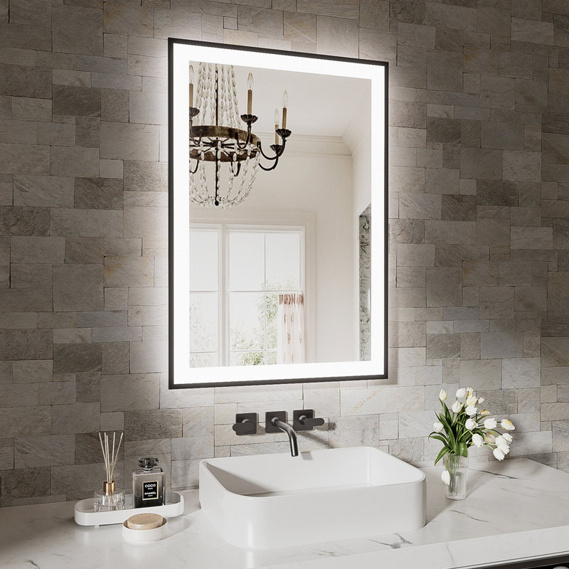 Miroir de salle de bain à DEL sans cadre 20 po x 28 po, miroir intelligent, 20 po x 28 po