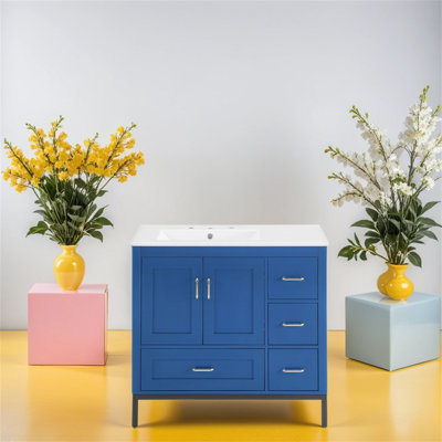 Meuble-lavabo simple 36 po avec plateau en céramique Benia