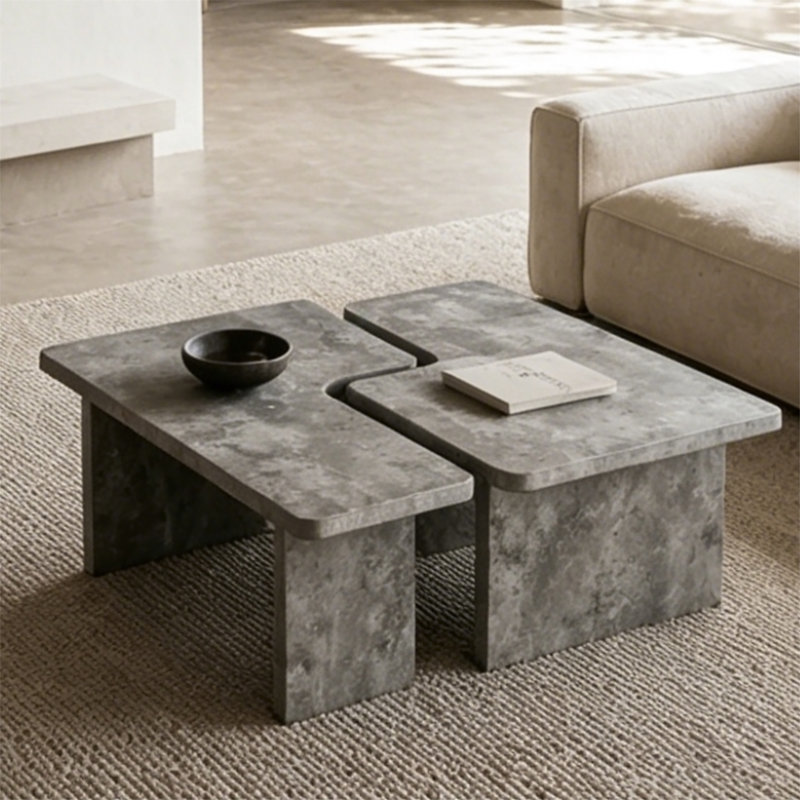 Modular Concrete Coffee Table Set of 2