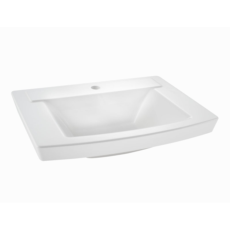 Lavabo de salle de bain console rectangulaire en céramique avec trop-plein Townsend, Blanc