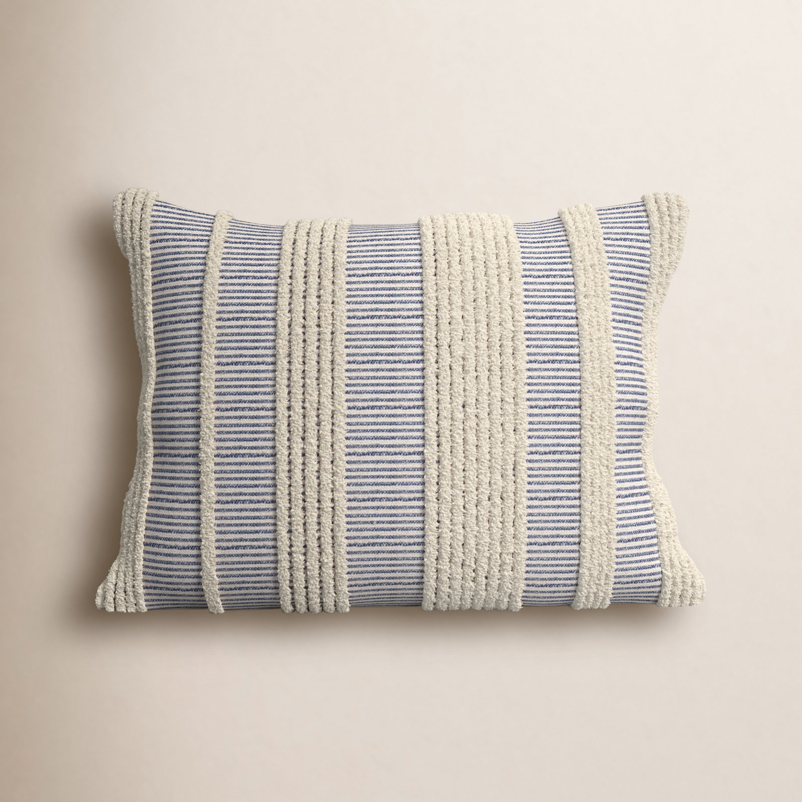 Horace Striped Cotton Throw Pillow, Navy