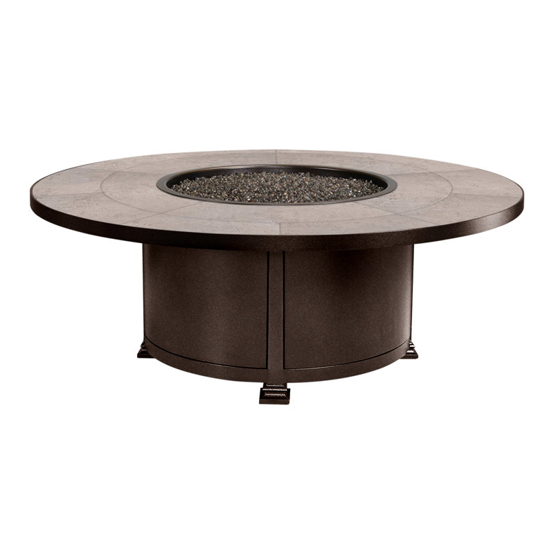 Santorini Iron Outdoor Fire Pit Table, Summit Gray, 19" H x 54" W x 54" D, Copper Creek