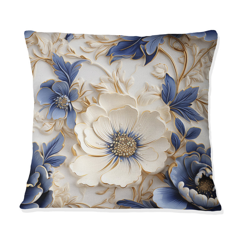 Coussin Cobalt Cameo Delight Victorian, 18 po x 18 po