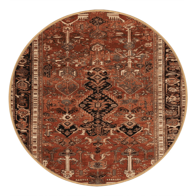 Tapis brun lavable à la machine, Rond 5 pi